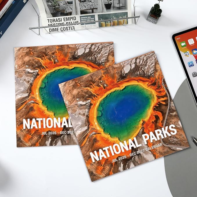Calendar 2026-2027 - Wall Calendar, Jul 2026 - Dec 2027, 12'' × 24''(Open) | Wall Calendars 2026-2027 with Thick Paper, Large Blocks, Hanging Holes, National Parks Wall Calendar