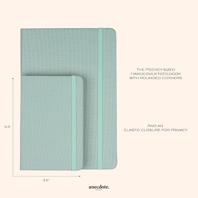 ANECDOTE. Small Journal Notebook for Men & Women, 192 Pages | Thick 80 GSM Lined Paper| Hardcover (5.5"x3.5" Pocket Size) | Daily Journaling Diary for Work, Travel, School & Office Use (Dutch Blue)