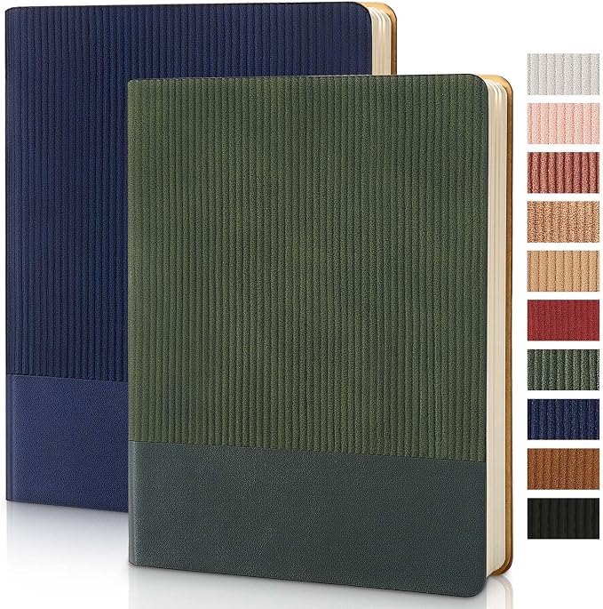 TSFPapier Lined Journal Notebook for Work College Ruled Note Book7.2"x9.6 B5 PU Leather Daily Journaling 160 Pages for Women Men Writing Home School Supplies Business (B5 Lined 160pages, 2 Pack-Darkblue/Darkgreen)