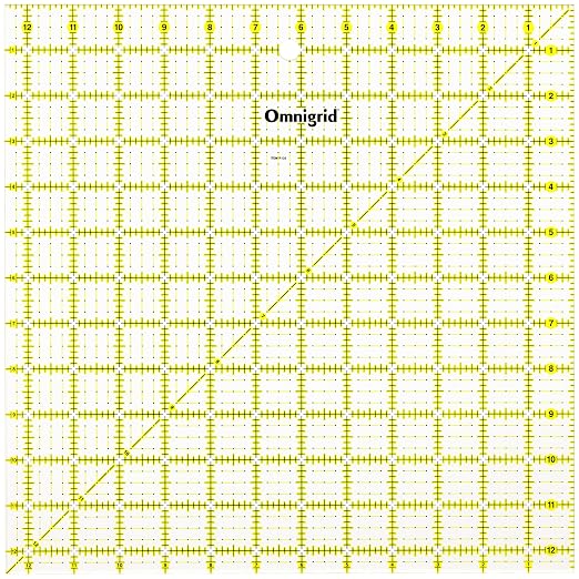 Omnigrid R125 Quilter's Square, 12-1/2 x 12-1/2-Inch | Cuts 12-1/2" x 12-1/2'' Fabric - Sewing and Quilting Supplies