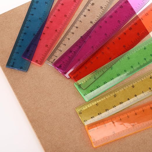 Ruler 6 Inch,Rulers for School,Rulers Bulk for Classroom,8 Pack for Kid Transparent Multicolor Rulder
