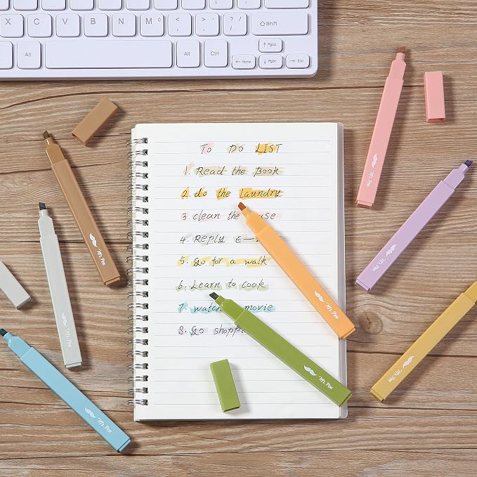 Mr. Pen- Aesthetic Highlighters No Bleed, 8 Pack, Assorted Colors | Chisel Tip, Cute Highlighters Assorted Colors for Journaling, Highlighting, Underlining, Fast Dry, Back to School Supplies