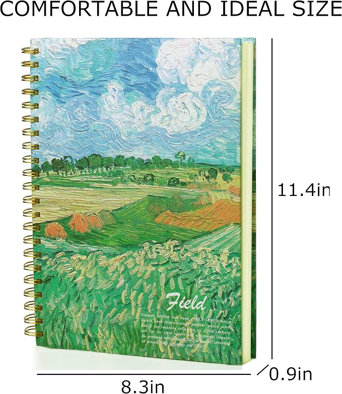 Van Gogh Aesthetic Art Mixed Media Sketchbook,A4 Spiral-Bound SketchbookMarker Paper Pad, 80 Pages of Premium 200 GSM Smooth Thick Paper, Mixed Media Sketch Book Drawing and Sketching for Kids Adults