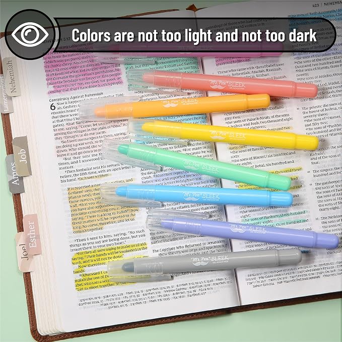 Mr. Pen- No Bleed Gel Highlighters, Friendly Colors, 8 Pack | Bible Highlighters and Pens No Bleed, Bible Markers for Study, Journaling, School Supplies and Accessories