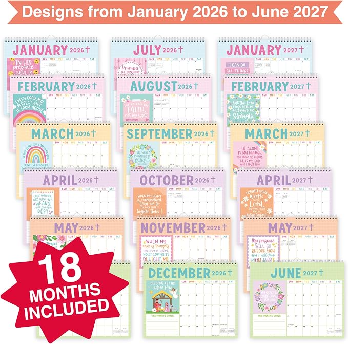 2026 Calendar Wall - 2026 Wall Calendar Large, 18-Month Hanging Calendars for School, Home & Office, Academic Monthly Calendar from January 2026 to June 2027, Back to School Teacher Gifts