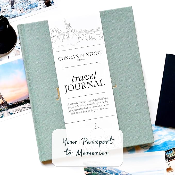DUNCAN & STONE PAPER CO. Travel Journals - Elegant Journaling Notebook To Record All Your Travel Adventures Up To 15 Trips (Rose,110 Page)