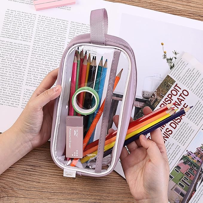 Mr. Pen- Clear Pencil Pouch, Large Capacity Makeup Pouch | Clear Pen Pencil Case, Cosmetics Bag, Multi-Purpose for Travel, School, Teen Girls, Transparent Stationary Bag
