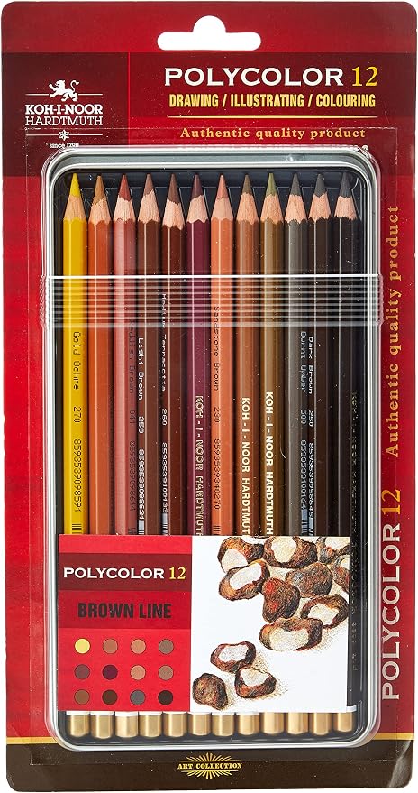 KOH-I-NOOR Polycolor Brown Line Artist's Coloured Pencils (Set of 12)