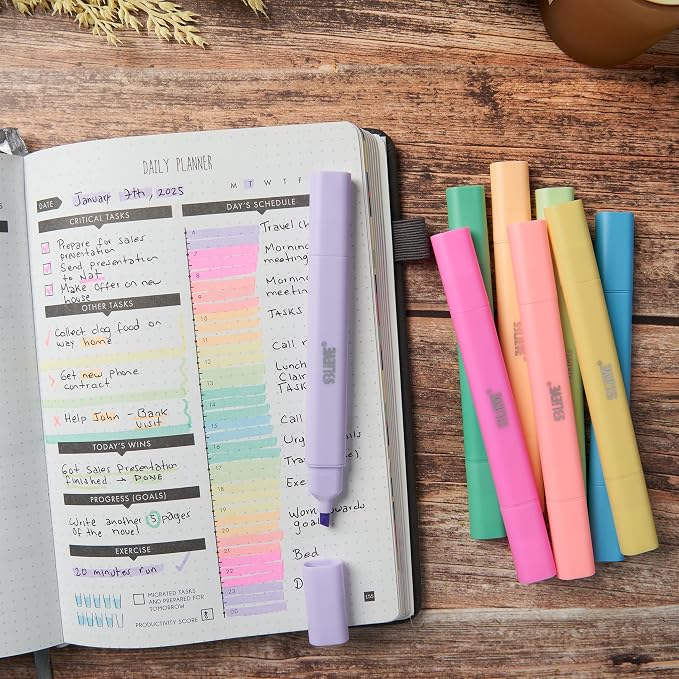BLIEVE Bible Highlighters No Bleed Through, Pastel Colors, Dual Tip, 8 Pack | Aesthetic Cute Highlighters, Chisel Tip & Fine Point For Bible & Journaling, Back To School Supplies