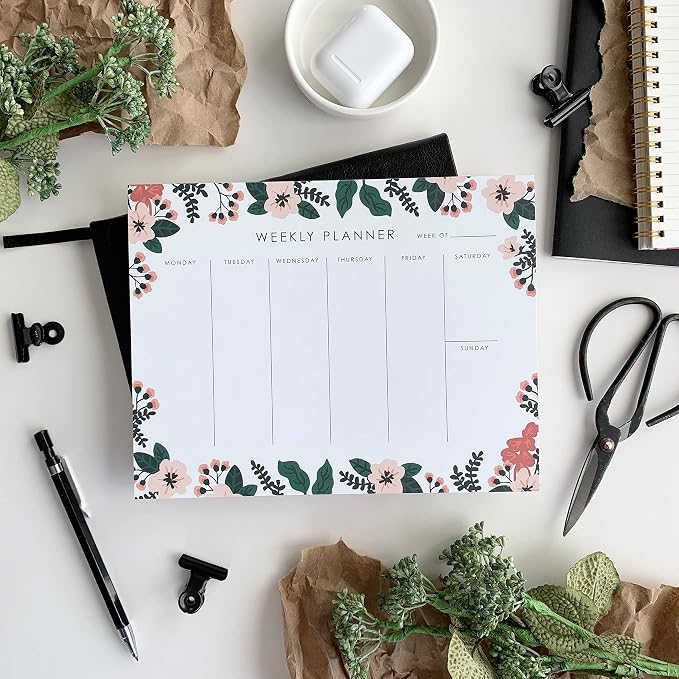Weekly Planner 9 x 7, Productivity Planner for Goals & To-Do Lists | 52 Undated Tear-Off Sheets for To Do List, Goals, Priorities, Notes, Appointments, Planning Notebook for Work, School & Home