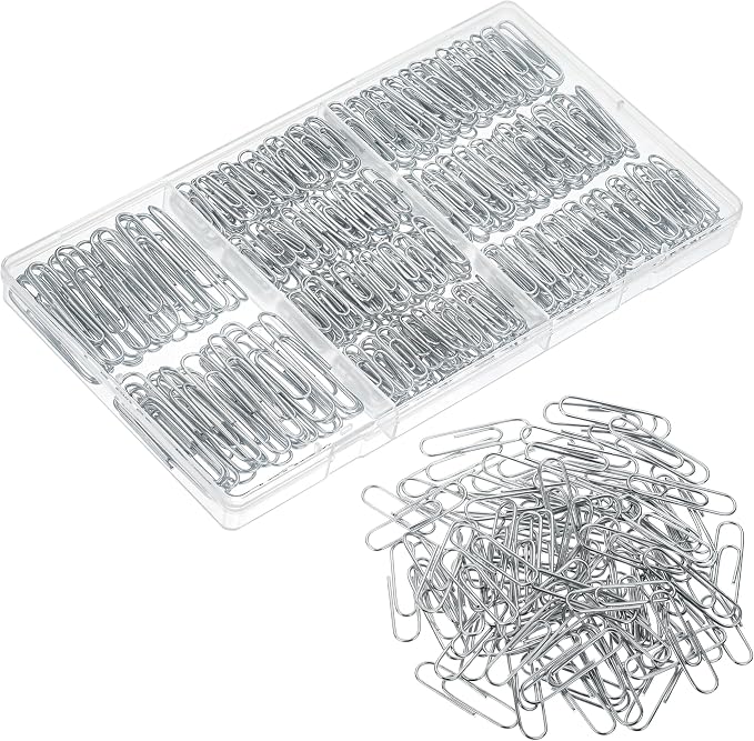 Mr. Pen- Silver Paper Clips, 450 pcs, 1", 1-1/4", 2" | Zinc Galvanized Silver Paper Clips with Storage Box, Large and Small for Office, School, DIY, Binder Clips