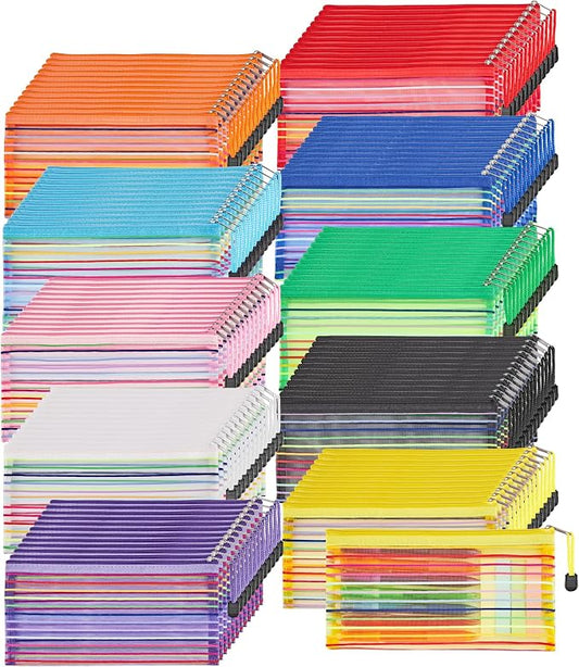 JARLINK Zipper Mesh Pouch, 120 Pcs multi-use Pencil Pouches in 10 Colors | Multipurpose Pencil Pouch Bulk for School, Office Supplies, Cosmetics, Makeup&Travel Accessories, Mixed Color