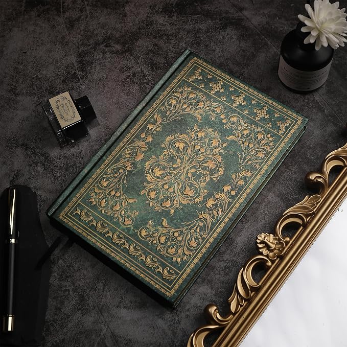 MGGAO Line Notebooks for Women Men, A5 Aesthetic Hardcover Ruled Diary | Vintage Design, 224 Pages, Ribbon, 100 GSM Thick Paper, Journal for Writing, Note Taking, Office, School, Journaling