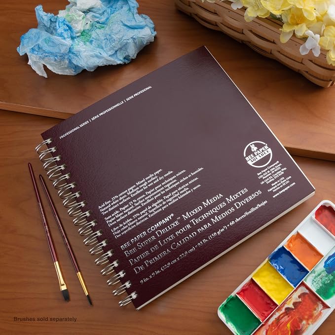 Bee Paper - 9"x 9" Super Deluxe Mixed Media Sketching Pad, 60 Sheets