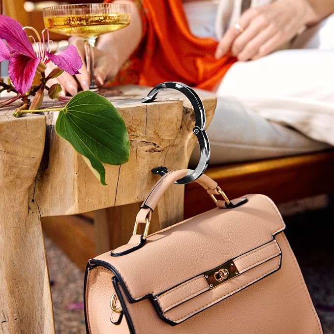 Attaché Purse Hook for Table - Portable Bag Hanger, Strong Durable Handbag Holder - 35lb Capacity Desk Hanger, Premium Bag Clip with Gift Box, Anti-Slip Car Tote Accessory - Aria Slate