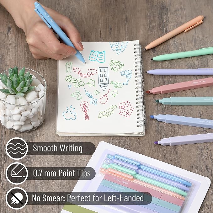Mr. Pen- Aesthetic Highlighters and Gel Pens, 8 Pack | Assorted Colors Bible Highlighters No Bleed, Fine Point 0.7mm Gel Pens, Fast Dry and No Smear for Bible Journaling, Planner