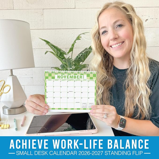 Small Desk Calendar 2026-2027 Standing Flip - 18-Month 2026 Desk Calendar Small for Home, Office & School, Standing Desks Calendars 2026-2027, Mini Desks Calendars, Back to School Teacher Gifts