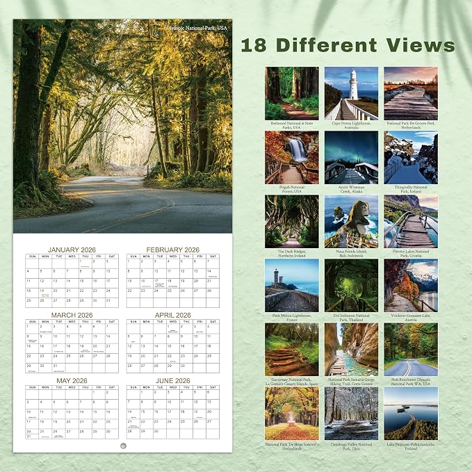Calendar 2026-2027 - 2026-2027 Wall Calendar 18 months from Jul. 2026 - Dec. 2027, 12" x 24" (Open), Scenic Path Wall Calendars 2026 with Thick Paper