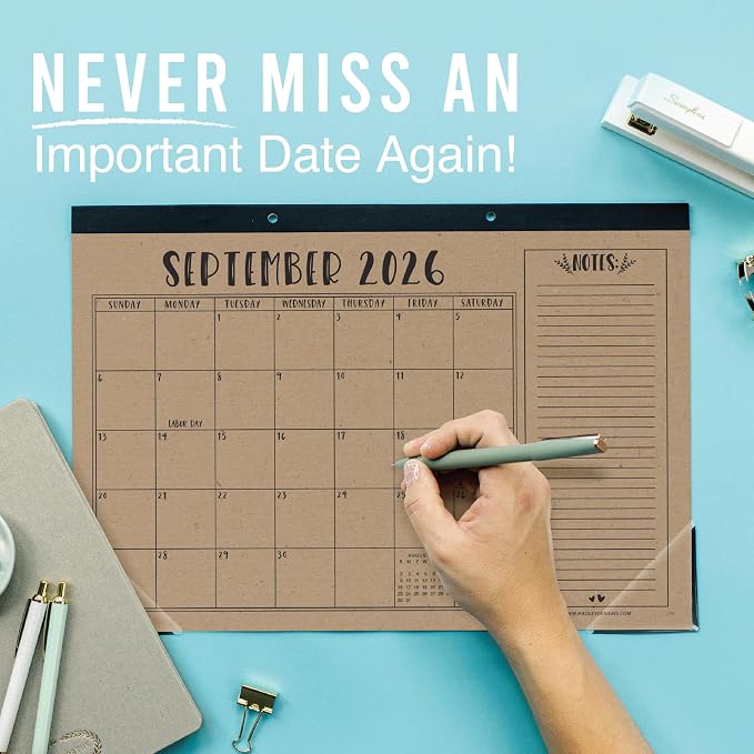 Hadley Designs Large Teacher Desk Calendar 2026-2027 - Desktop Calendar 2026, 18-Month Academic Desk Calendars for School, Home & Office, Cute Classroom Must Haves, Back to School Teacher Gifts