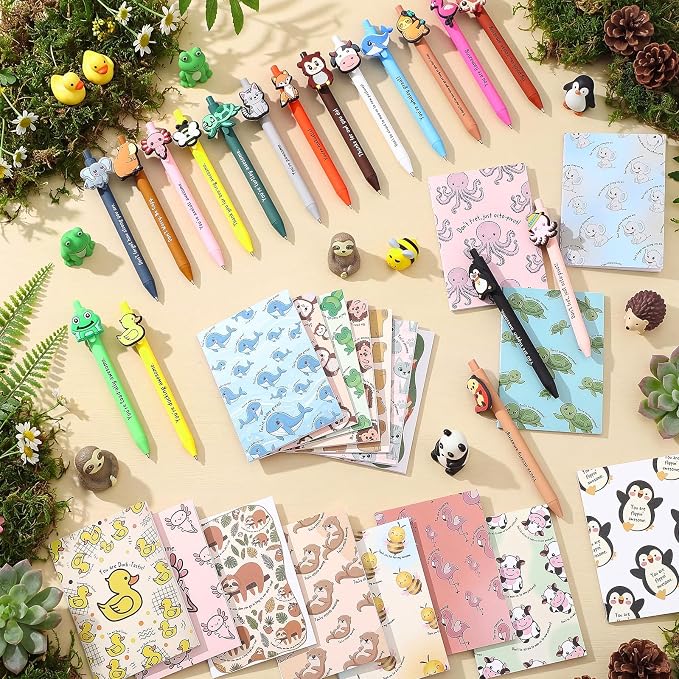 Resurhang 36 Set Inspirational Notebooks with Positive Pen Bulk,Animal