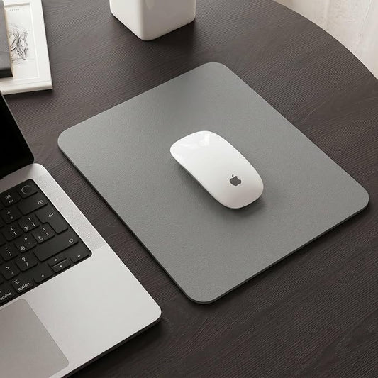 Leather Desk Pad Protector, Waterproof Mouse Pad, PU Desk Mat, Office Desk Cover, Desk Writing Mat for Office/Home/Work/Cubicle (Gray/Silver) 9x8 in
