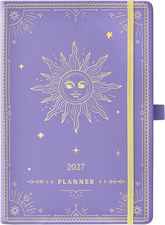 2027 Planner - 2027 Weekly Monthly Planner, January 2027 - December 2027, 5.75" x 8.25", Faux Leather Planner 2027 with Back Pocket & 40 Notes Pages - Lavender