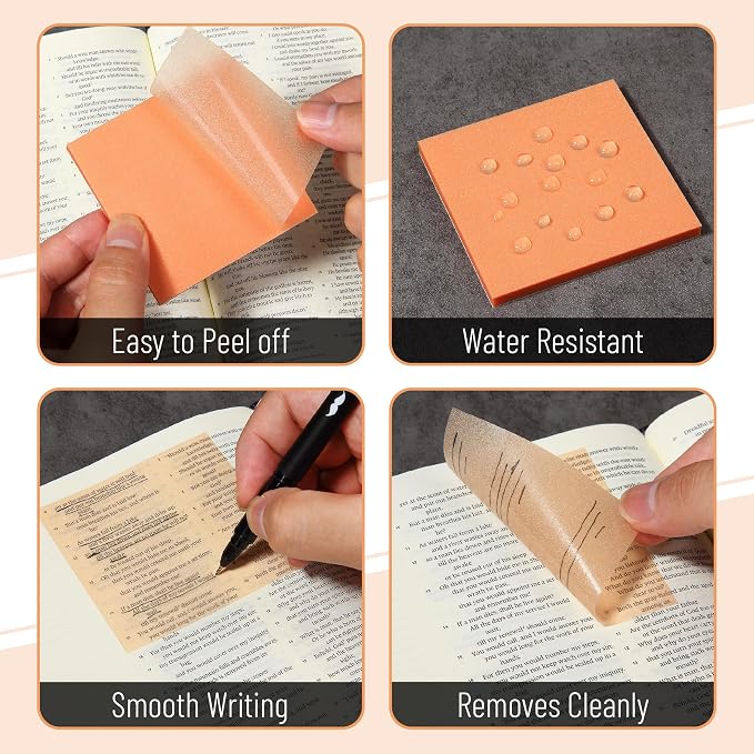 Mr. Pen- Transparent Glitter Sticky Notes, 3”x3”, 12 Pads, 600 Sheets | Glitter Transparent Note Pads, Self-Stick Bible Journaling Sticky Note for Women, Bible Journaling Supplies
