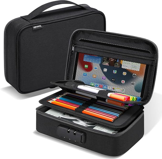 Zannaki Big Capacity Storage Pouch Marker Pen Pencil Case Simple Stationery Bag Box Art Tool & Sketch Storage Boxes for Bullet Journal Middle High School Office College Student Girl Women Adult Teen