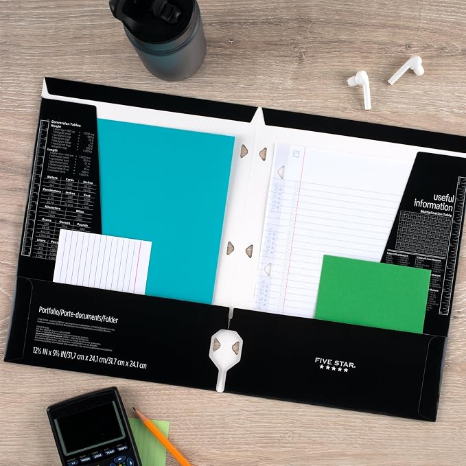 Five Star 4-Pocket Folder, 6 Pack, Paper Folder, Fits 3-Ring Binders, Holds 8-1/2" x 11" Paper, Assorted Colors (38056)