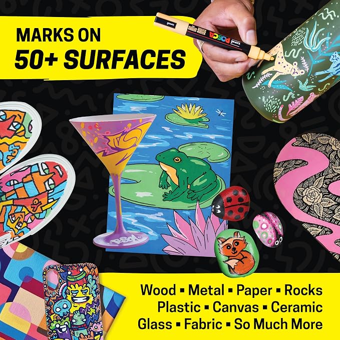 POSCA® PC-5M Paint Markers, Medium (1.8-2.5mm), Assorted, 48 Pack & Caddy | Includes POSCA display caddy with compartments, water-based opaque paint for 50+ surfaces, quick-drying, ACMI-certified