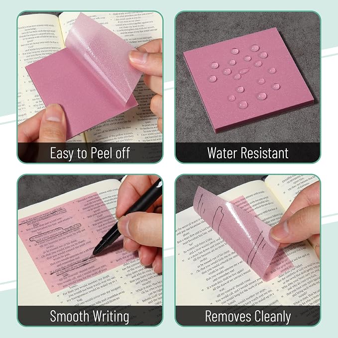 Mr. Pen- Transparent Glitter Sticky Notes, 3”x3”, 12 Pads, 600 Sheets | Colorful, Plastic Glitter Sticky Notes Bulk, Self-Stick Note Pads for Women, Office, School, Home, Study & Organization