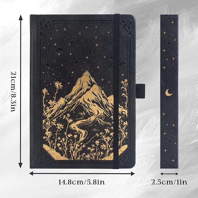 MGGAO Dotted Journal for Women Men, A5 Hardcover Dot Notebook | Aesthetic Notebook with 190 Numbered Pages, 160 GSM Thick Paper, Golden Edges, for Writing, Note Taking, Journaling