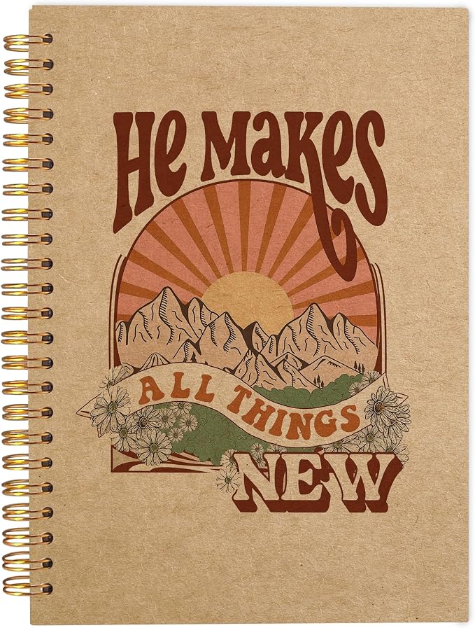 Christian Spiral Notebook,Christian Journal,Christian Notebook for Women Men Writing,Bible Cover Spiral Notebook 8.3×5.5 Inch Kraft Paper
