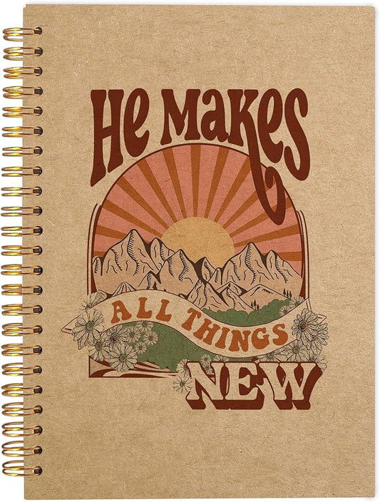 Christian Spiral Notebook,Christian Journal,Christian Notebook for Women Men Writing,Bible Cover Spiral Notebook 8.3×5.5 Inch Kraft Paper