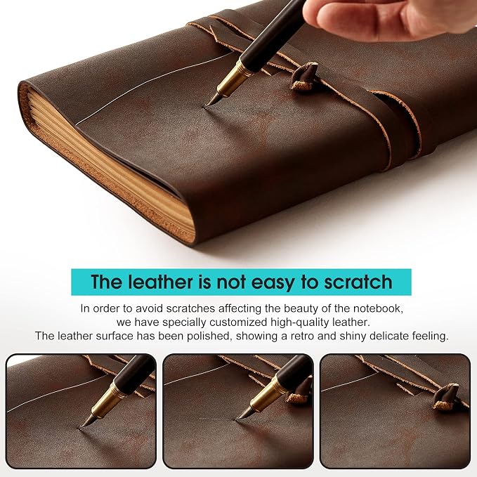RILIHO Leather Journal Notepad, Small Notebook 4.8x6.5 Inches, Mini Journal, Retro Premium Planner, Lined Diary Vintage Style, Ideal for Women and Men, Artists, Travelers, Navy Blue