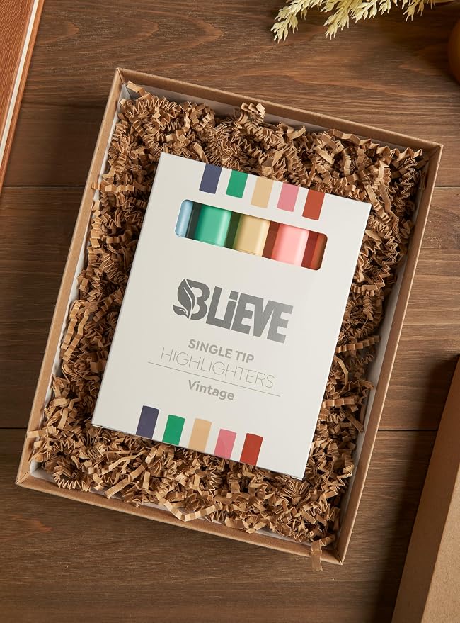 BLIEVE Bible Highlighters No Bleed Through, Chisel Tip, 5 Pack