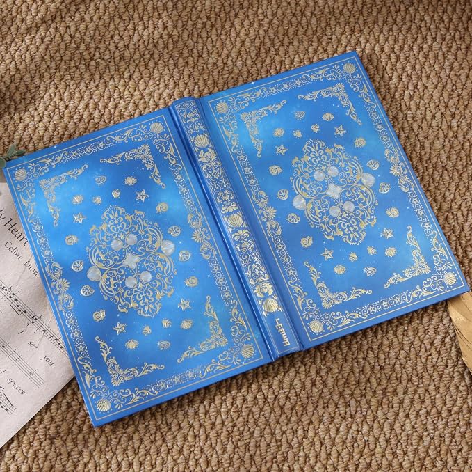 Hardcover Lined Journal - 224 Pages 100GSM Thick A5 Notebook with Gilded Edges & Gold Foil, Celestial Ocean Shells Mystic Diary for Women, Dream Journal