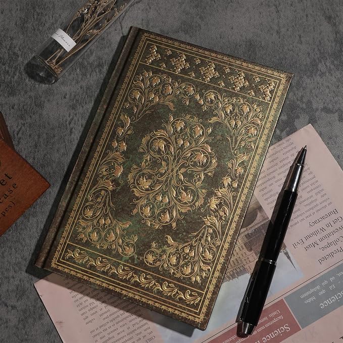 MGGAO Line Notebooks for Women Men, A5 Aesthetic Hardcover Ruled Diary | Vintage Design, 224 Pages, Ribbon, 100 GSM Thick Paper, Journal for Writing, Note Taking, Office, School, Journaling