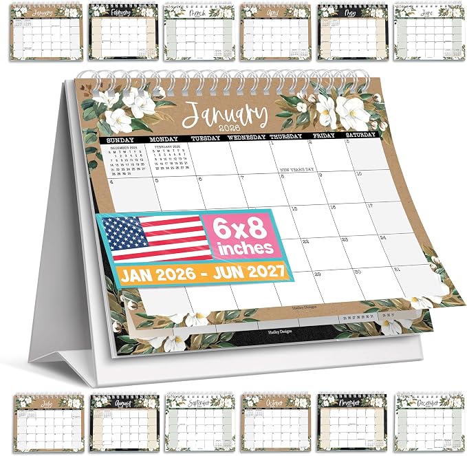 Small Desk Calendar 2026-2027 Standing Flip - 18-Month 2026 Desk Calendar Small for Home, Office & School, Standing Desks Calendars 2026-2027, Mini Desks Calendars, Back to School Teacher Gifts