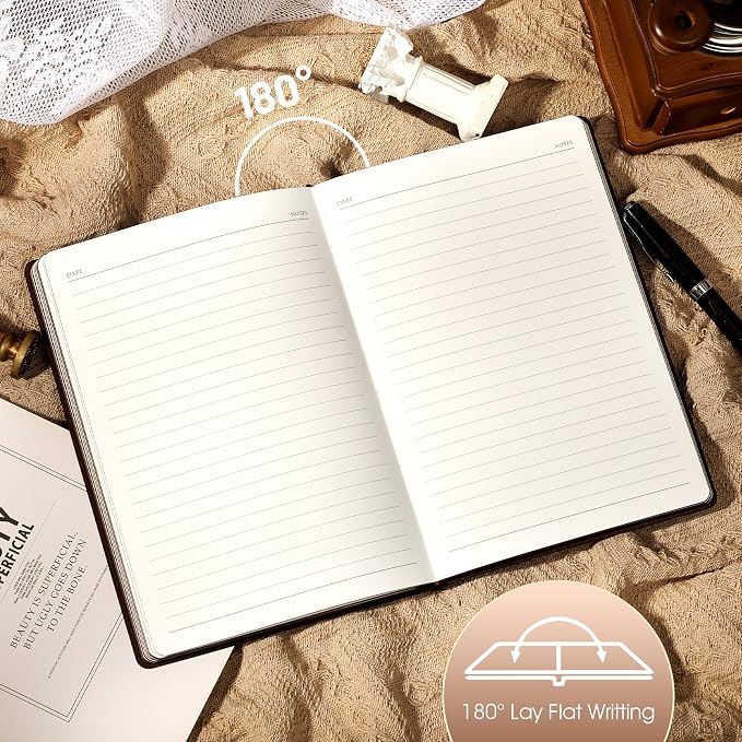 MINICAGIE 2 Pack A5 Lined Journal for Men Soft Cover Journals for Writing with 256 Pages Vintage Lion Journaling Notebooks (Brown and Black, A5)