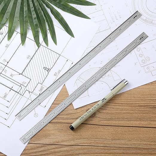 Mr. Pen- Machinist Ruler, 12 Inch, 2 Pack, Stainless Steel Imperial | Precision Measuring Tool, 1/10, 1/100, 1/32, 1/64 Inch Graduation for Engineering, Carpentry, Drafting, Office, School