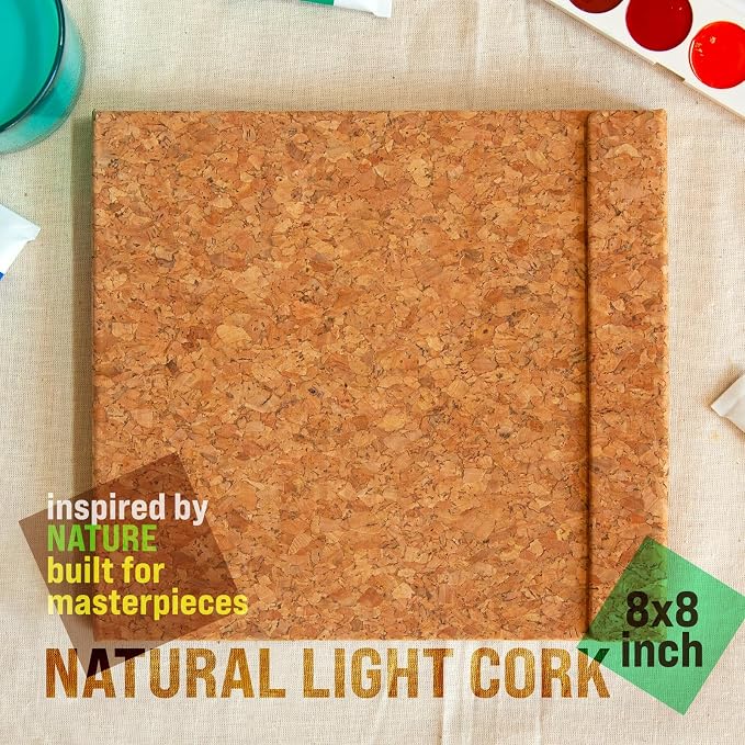 Cork Watercolor Pad Hardcover - 100% Cotton Paper 200GSM Cold Press - Magnetic Closure Watercolor Sketchbook, 40 Tear-Off Sheets, Lay-Flat - Artist Watercolor Paper Pad (Light Cork, 8,5х7,7 inch)
