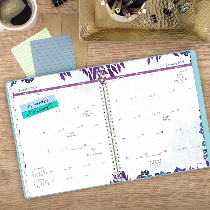 AT-A-GLANCE 2027 Appointment Book Planner, Weekly & Monthly, 13-Month Jan-Jan, 8.5" x 11", Hourly, Wild Washes, Teal (523-905-27)