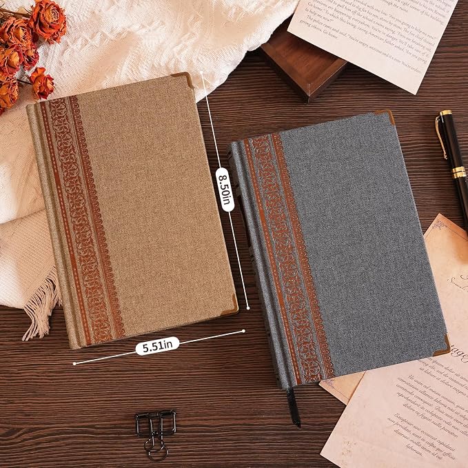 Vintage Hardcover Lined Notebook A5 Journal - 384 Pages 100 GSM Thick Kraft Paper Writing Journal for Men & Women Blue 5.51" x 8.50"