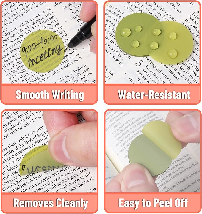 Mr. Pen- Round Transparent Sticky Notes, 1.1” Diameter, 28 Pads | 1120 Sheets, Colorful, Water-Resistant See-Through Sticky Notes Bulk & Fineliner, Smooth Writing