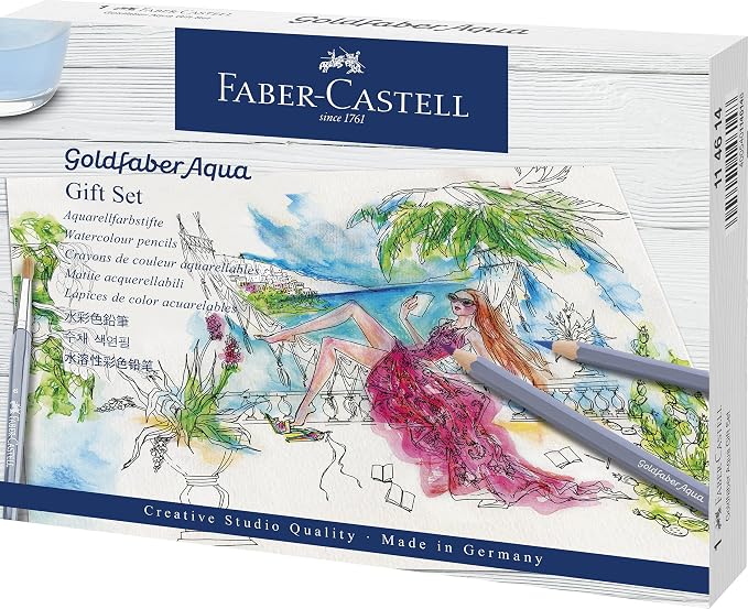 Faber-Castell Goldfaber Aqua Watercolor Gift Set - Watercolor Pencils for Adults, Includes Watercolor Paper and Accessories