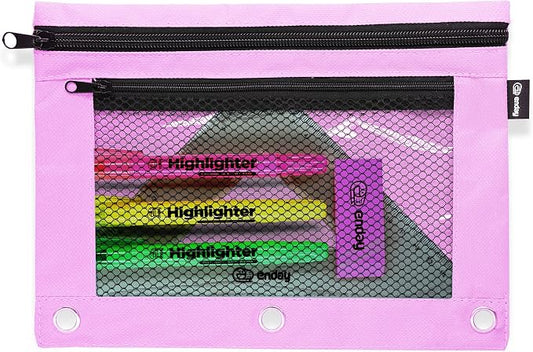 Enday Purple Pencil Pouch For 3 Ring Binder, Zippered Binder Pencil Pouches, 3 Ring Pencil Pouch for Binder, Pencil Case for Binder, Large Pencil Bags for School, Home, and Office