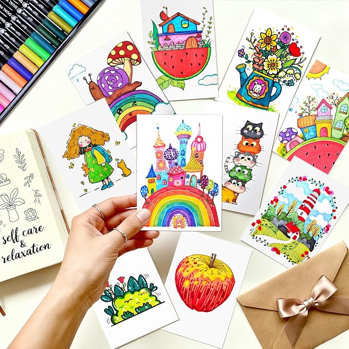 Brush Pens for Adult Coloring Books, 168 Colors Dual Tip Art Markers – Fine Tip for Outlining + Brush Tip for Coloring, Water-Based Non-Bleeding Markers for Journaling, Calligraphy, Hand Lettering