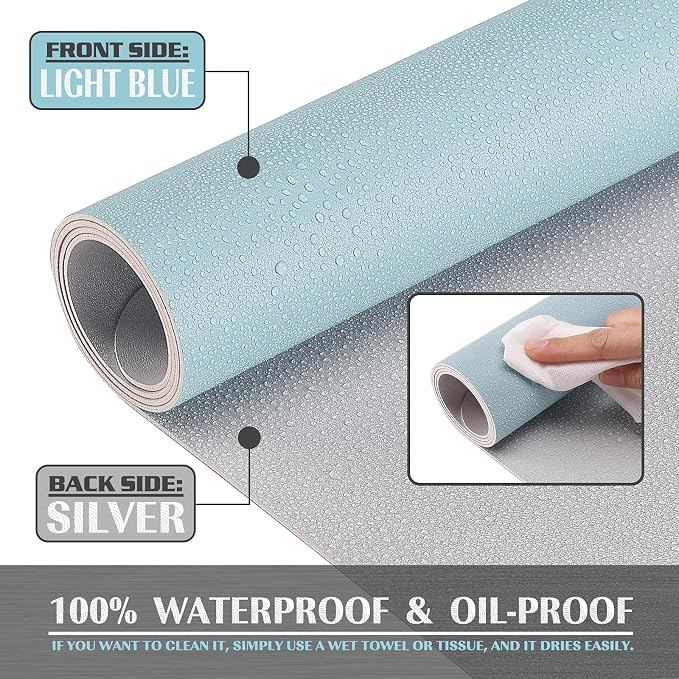 K KNODEL Extra Large Desk Mat, Leather Mouse Pad (47.2"x23.6", Light Blue) | Desk Pad, Keyboard Pad, Computer and Laptop Mat, Desktop Protector and Cover, Writing Pad and Blotter for Home Office