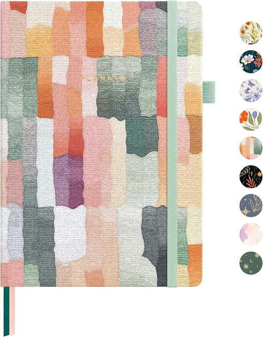 And Per Se Undated Academic Planner, Weekly & Monthly Planner with Goal & Habit Tracker, A5 Hardcover, Colorful Stripes